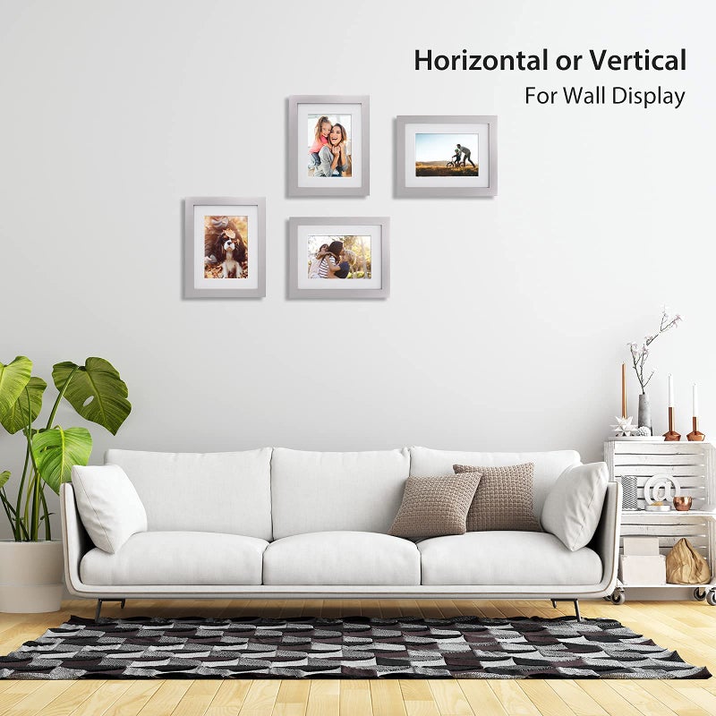 KINLINK 6x8 Picture Frame, Light Grey Solid Wood Frame with Acrylic Plexiglass for Pictures 4x6 with Mat or 6x8 without Mat, Tabletop and Wall Mounting Display Photo Frame 1 Pack - Image 5